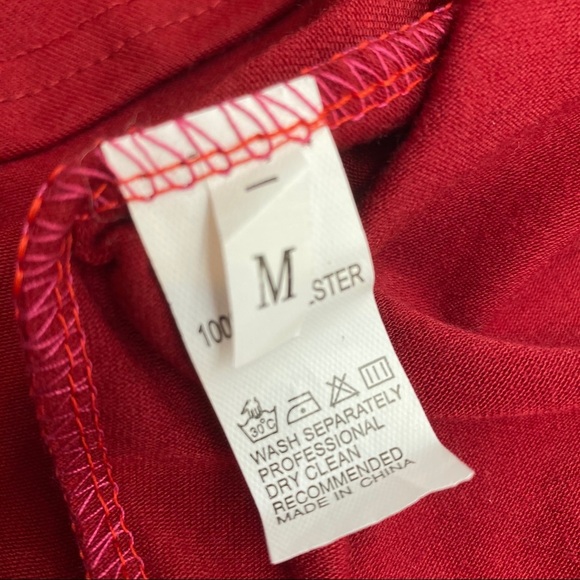 Red Cut-out Slit Long Sleeve Tunic Top Medium - Picture 6 of 6